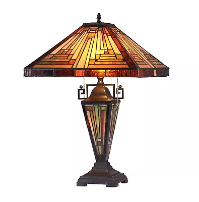 RADIANCE Goods Tiffany-style 3 Light Mission Double Lit Table Lamp 16  Shade • $172.17