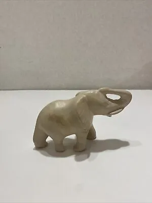 HEAVY Hand Carved Stone Marble Elephant Figure Statue Sculpture Vintage Hk • $20