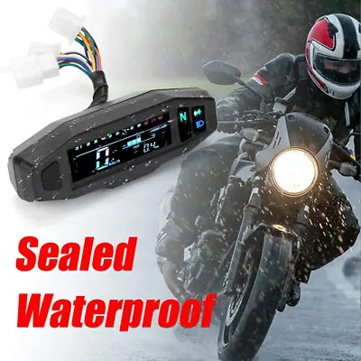 1Pc Motorcycle LCD Digital Odometer Speedometer Tachometer Gauge W/Bracket Parts • $35.99