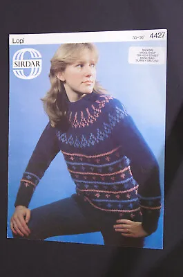 Knitting Pattern Sirdar Lopi Ladies Fairisle Patterned Sweater 30-36  4427 • £3