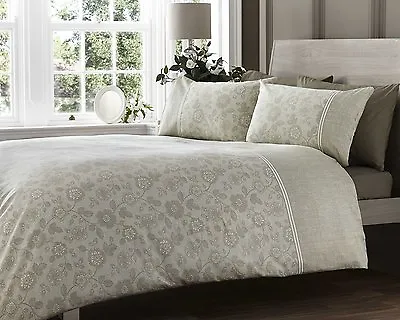 Double Bed Lola Lace Effect Natural 300 Thread Count Luxury Duvet Cover Set • £16.99