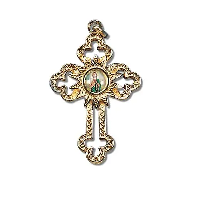 St Jude Vintage Inspired Pendant With Cross Cut Out Design For Jewelry 1.5 In • $8.22