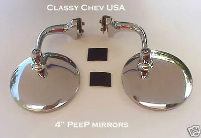 1 Convex And 1 Standard NEW PAIR 4 Inch PEEP Mirrors SS Chevy Ford Hot Rod  • $60.75