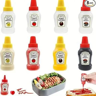 8Pcs Mini Tomato Ketchup Bottles Portable Sauce Salad Dressing Squeeze Bottles • £5.49