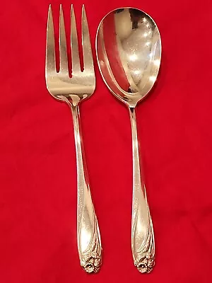 1847 Rogers Bros IS Silverplate Daffodil Casserole Spoon & Meat Fork • $22.95