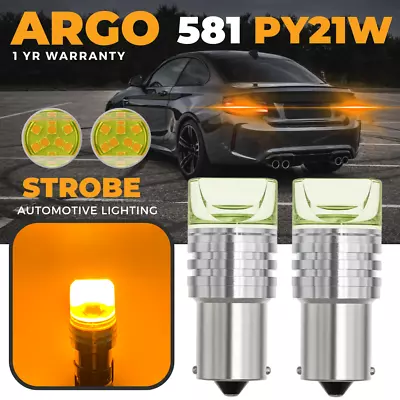 581 Py21w Led Indicator Amber Bau15s Light Bulbs Strobe Signal 1156 Car Bulb 12v • £7.94