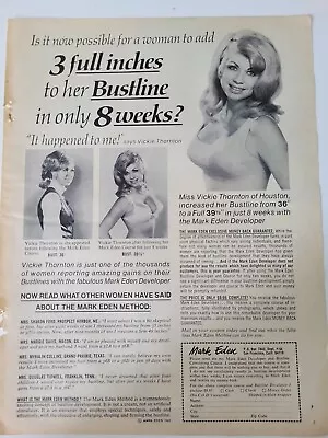 1970 Mark Eden Womens Bust Developer Increase Bustline Vickie Thornton Ad • $9.99