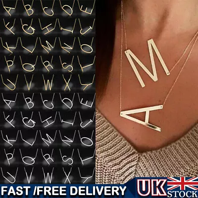 £3.99 • Buy Personalised Initial Letter Pendant Necklace Alfabet Choker Jewelry Gift Her Him