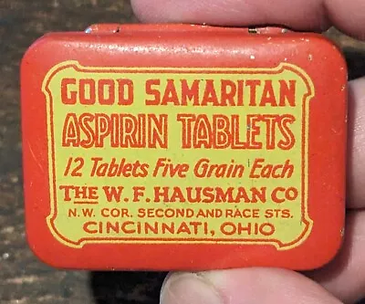 Rare Vintage GOOD SAMARITAN W.F. Hausman Co Cincinnati Aspirin Tin W/12 Tablets • $59.95