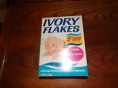 Vintage Ivory Flakes Box Soap Detergent Laundry 13 Oz P&G Baby Full Unopened 5 • $14.99