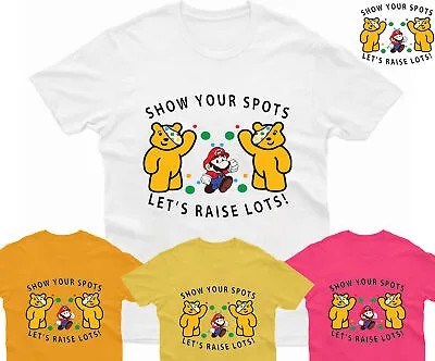 MARIO Pudsey Bear Kids T-shirt Children In Need Spotty School Day Game T Shirt • £4.99