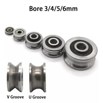 Bore 3/4/5/6mm Ball Bearings Roller Bearing U/V Groove Metal Pulley Sliding Guid • $3.59