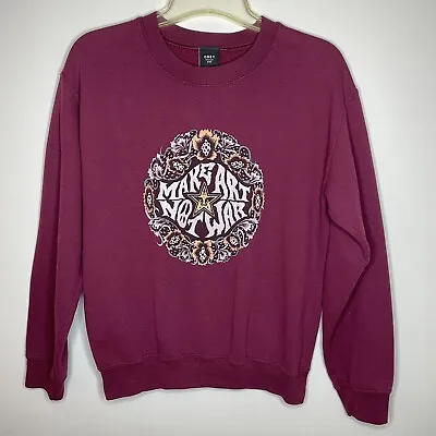 OBEY Make Art Not War Crewneck Sweatshirt Women’s Small Graphic Print Maroon • $23