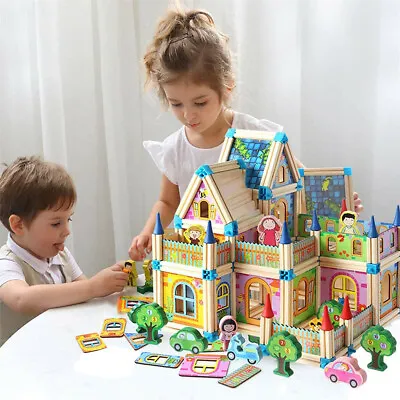 Building Blocks Set For KidsToy With Mini-figuresEducational Wooden Castle • $74.50