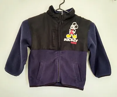 Disney Mickey Mouse Boys 3T Full Zip Navy Blue Jacket Embroidered Chest & Back • $21.99