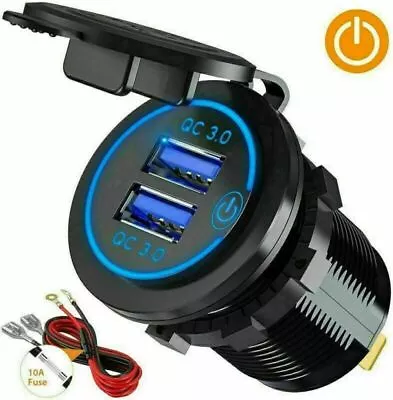 12V Car Cigarette Lighter Socket USB QC3.0 Dual Ports Fast Charger Power Adapter • £5.03