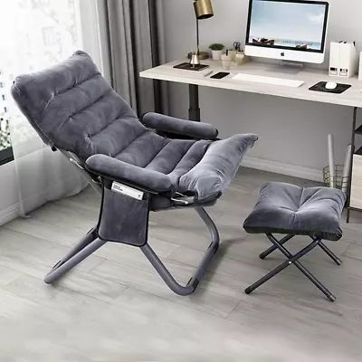 Modern Lazy Chair With Ottoman Folding Lounge Reclining Sofa Chair With Armrest • $108.88