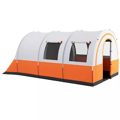 Outsunny Camping Tent 3000mm Waterproof Family Tent For 5-6 Man Cream/Orange • £139.99