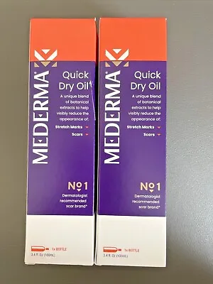 2 Mederma Quick Dry Oil Reduce Stretch Marks/Scars  3.4 Oz Each Free Shipping • $19.98