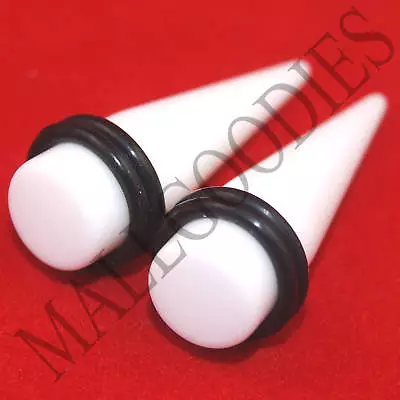 0594 Acrylic White Stretchers Tapers Expander 7/16  Inch 11mm MallGoodies 2pcs • $7.95