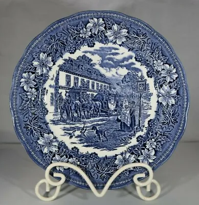 Royal Tudor Ware Staffordshire Coaching Taverns 1828 Blue 10.5  Dinner Plate • £14.25