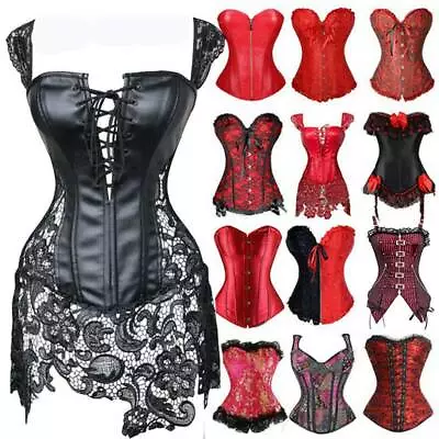£25.79 • Buy Women Corset Bustier Gothic Lingerie Red Party Burlesque Costume Plus Size UK
