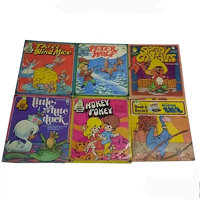 Peter Pan Records Children's Records Set Of 6 Mixed Titles 45 RPM  1970s Vintage • $22
