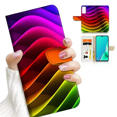 $13.99 • Buy ( For Oppo A57 ) Wallet Flip Case Cover PB23856 Abstract Rainbow