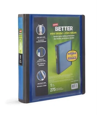 Staples 1-Inch 3-Ring Better Mini Binder Navy Blue • $32