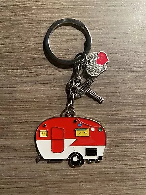 Camper Van Keyring Camping Keychain New Red And Silver Traveler Keyring- Gift • £3.40