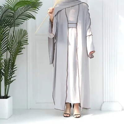 Dubai Muslim Women Open Cardigan Abaya Maxi Dress Islamic Kaftan Robe Ramadan • $53.76