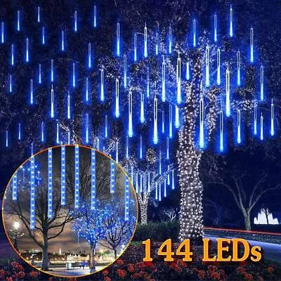 144LED Lights Meteor Shower Rain 8 Tube Tree Outdoor Light Home Party Decor US • $12.87