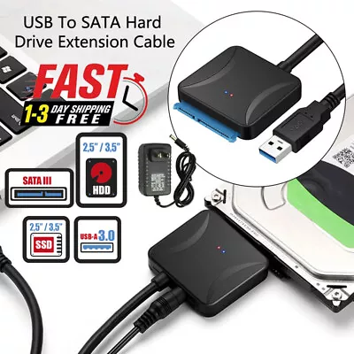 USB3.0 To SATA 2.5  3.5'' Hard Drive HDD SSD Adapter Converter USB SATA External • $11.38