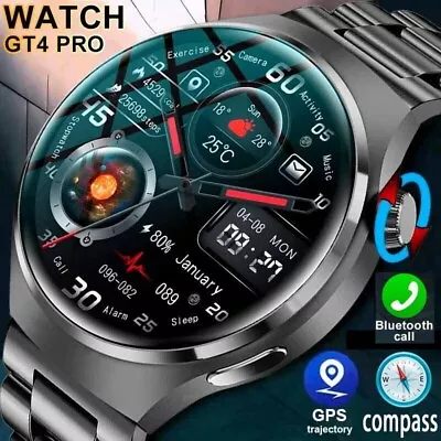 GT4 Pro Waterproof Smart Watch NFC GPS Tracker AMOLED Bluetooth Call Men Women • £21.99