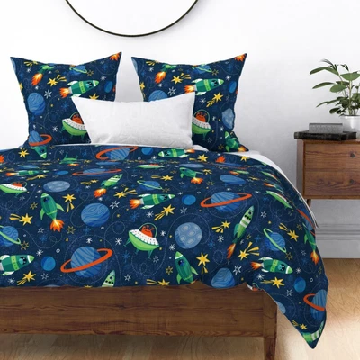 $231 • Buy Rocket Space Planet Spaceship Universe Ufo Sateen Duvet Cover By Spoonflower