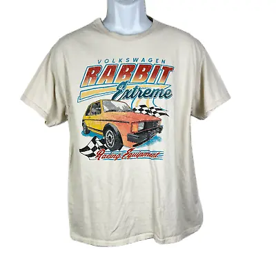 Volkswagen Shirt Men Large Cream Rabbit Extreme Cars Racing Graphic Tee  • $12.50