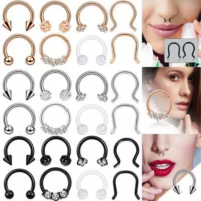 $8.99 • Buy 8× Surgical Steel Septum Clicker Retainer Nose Hoop Horseshoe Ring Body Piercing