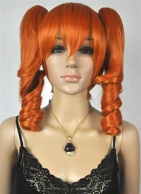 Fashion Medium Orange Curly Pigtail Ponytail Cosplay Women's Hair Wig Wigs • $28.99