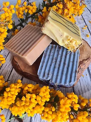 3 PCS LARGE Natural HANDMADE Soap BARS Vegan Pure Shea Butter ORGANIC Gift Set • £14.99