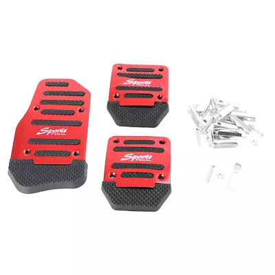 Set Red Manual Vehicles Racing Sport Pads Non-Slip Pedals Aluminium Alloy & PVC • $13.70