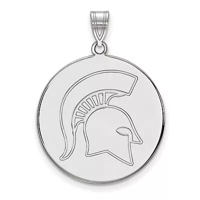 Michigan State University Spartans Mascot Logo Disc Pendant In Sterling Silver • $70.99