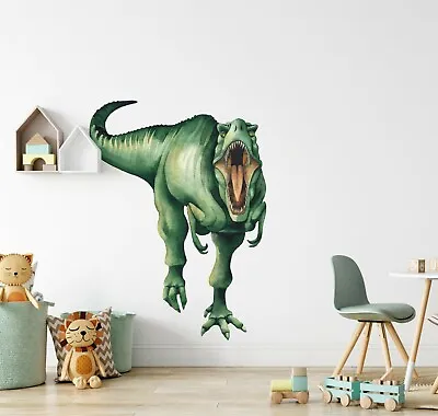 Watercolor T-Rex Dinosaur Wall Decal Removable Fabric Vinyl Wall Sticker Nursery • $15.99