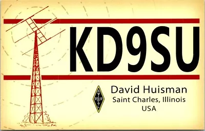 Vtg Ham Radio Cq Qsl Qso Postcard Kd9su Saint Charles Illinois Usa 2016 • $7.99