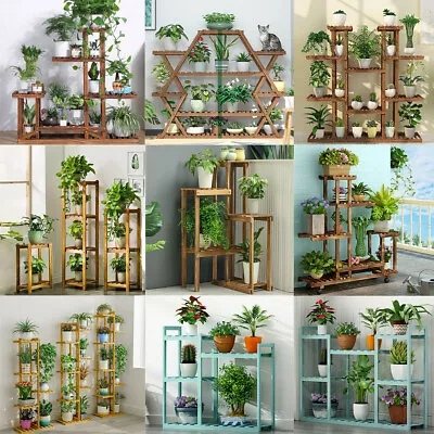 Various Wood Bamboo Plant Stand Great Flower Plants Collection Display Shelves • $72.93