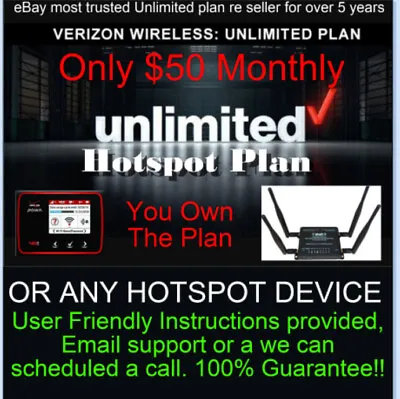 Verizon Hotspot Unlimited Plan - $50 Monthly - Genuine IMIE Number - Free • $39.99