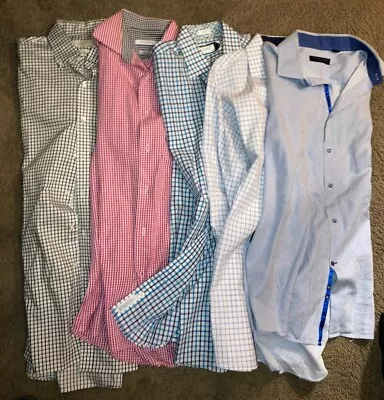 Lot Of 5 Mens Large Button Front Long Sleeve Dress Shirts • $40