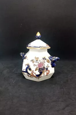 Mason's Ironstone 'Blue Mandalay' Lidded Jar With Lion Head Handles • £9.99