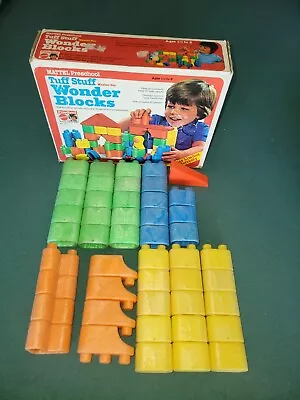 Vintage 1979 Mattel Tuff Stuff Wonder Blocks W/Box 47 Pieces Master Set • $34.99