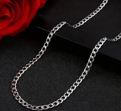 Mens Chain Necklace Silver Colour Stainless Steel 7mm Thick Chain 60cm Long • £5.86