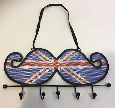 Union Jack Mustache Earring Holder Jewelry Oraganizer For Wall • $12.95